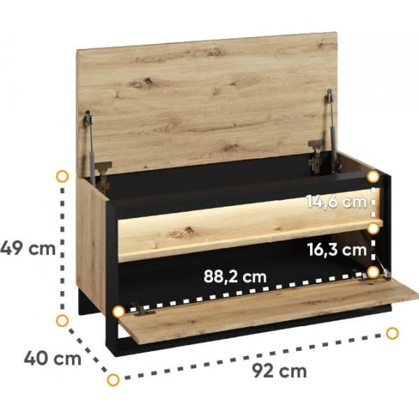 Quant hallbänk 92 cm - Artisan ek/svart Quant hallbänk 92 cm - Artisan ek/svart