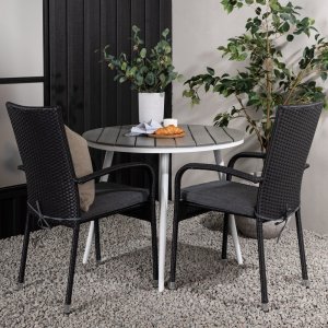 Groupe repas extrieur Break avec 2 chaises Anna - Gris/Blanc