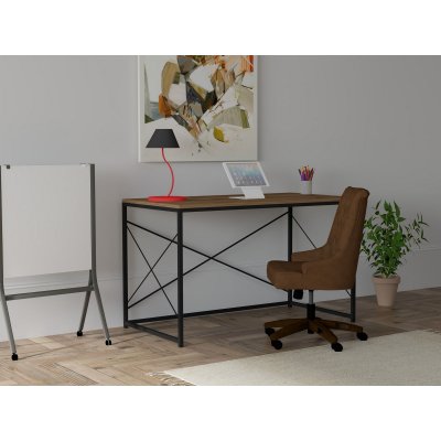 Work skrivbord 121x60 cm - Valnt/svart