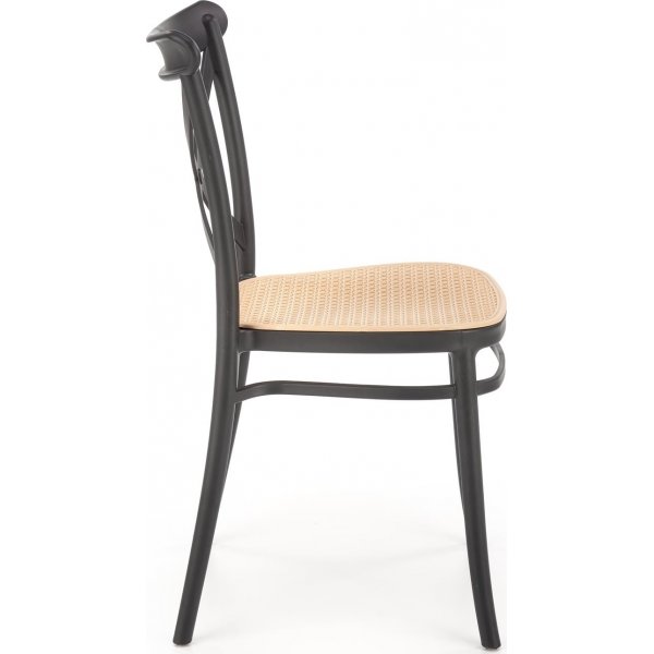 Chaise de salle  manger empilable Cadeira 512 - Noir/rotin