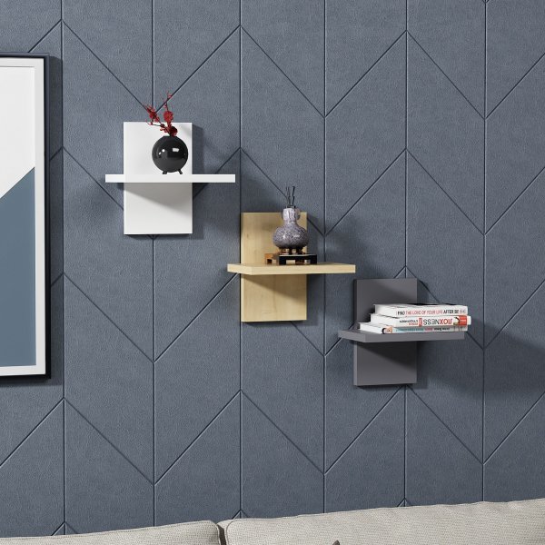 Quincy wandplank Wit/antraciet/eiken Quincy wandplank Wit/antraciet/eiken