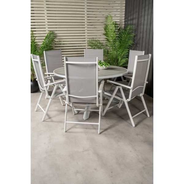 Parma utematgrupp med 6 st Break stolar - Grå/Vit Parma utematgrupp med 6 st Break stolar - Grå/Vit