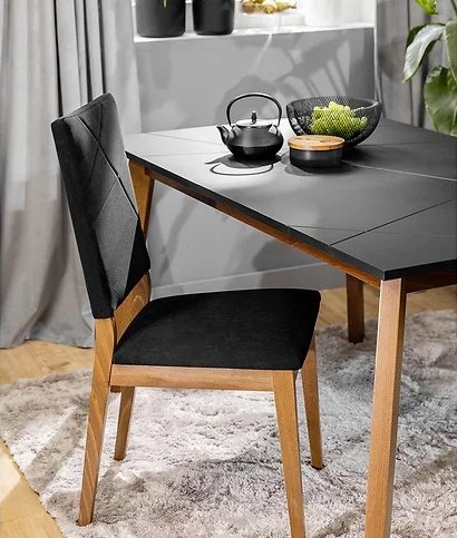 Table  manger ancienne 140-180 x 67,5 cm - Noir/Chne Stirling