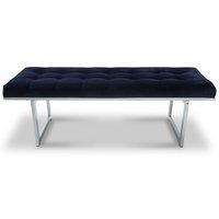 New York knappad bänk 130 cm - Blå/krom New York knappad bänk 130 cm - Blå/krom