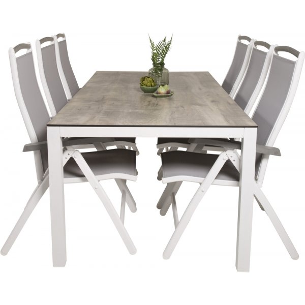 Llama utematgrupp med 6 st Albany stolar - Vit/Grå Llama utematgrupp med 6 st Albany stolar - Vit/Grå