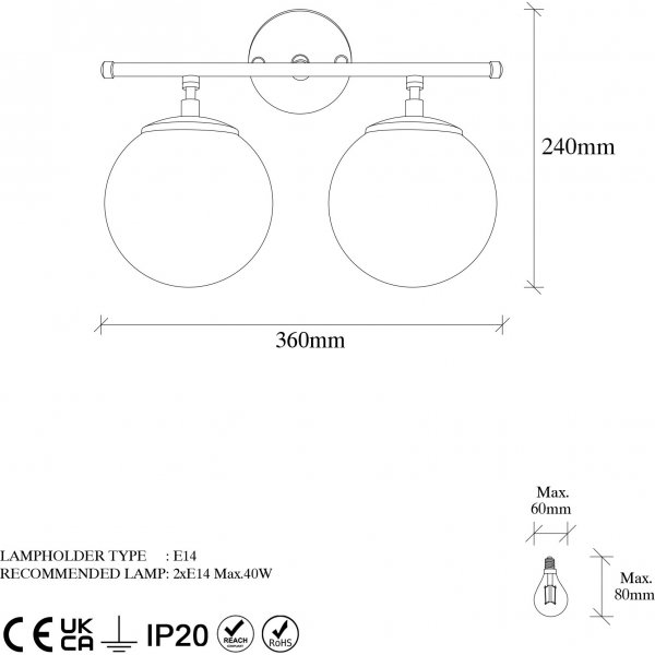 Rosy wandlamp 10740 - Zwart