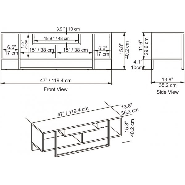 Banc multimdia Asal 120 cm - Blanc/or