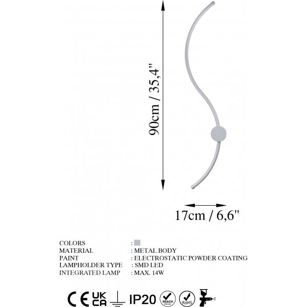 Wolf wandlamp 1 - Grijs