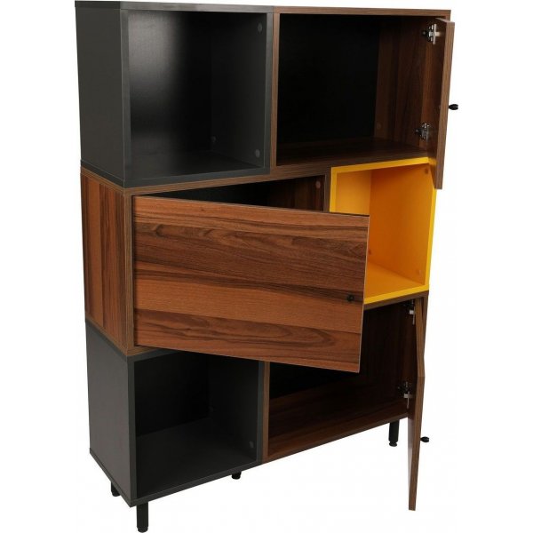 Bengo bokhylla - Valnt/antracit/gul