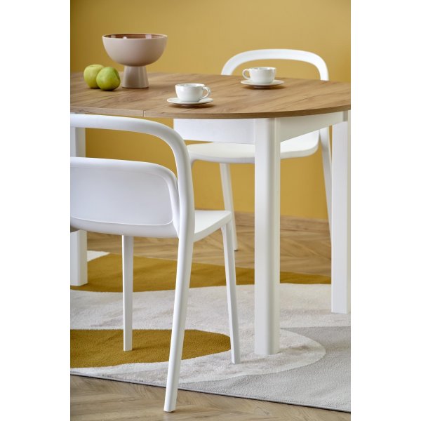 Ronde uitschuifbare eettafel eiken/wit 102-142 cm - Berivan