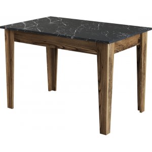 Kiev eettafel 110 x 72 cm - Zwart marmer/walnoot