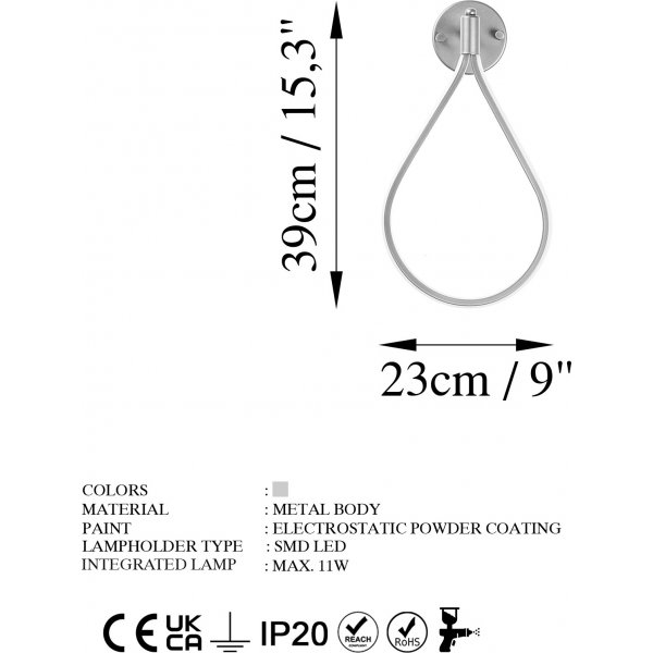 Damian wandlamp - Chroom