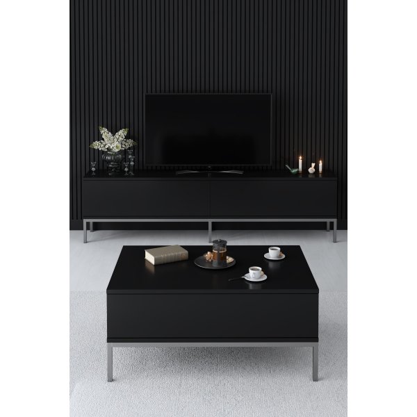 Table basse Lord 90 x 60 cm - Noir/argent