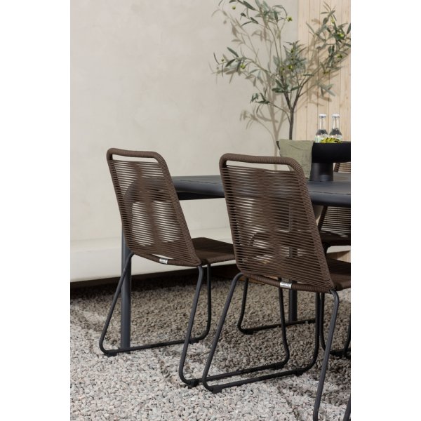 Borneo utematgrupp med 6 st Lindos stolar - Svart/Brun Borneo utematgrupp med 6 st Lindos stolar - Svart/Brun