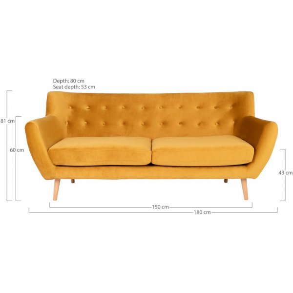 Monte 3-sits soffa - Gul/bok Monte 3-sits soffa - Gul/bok