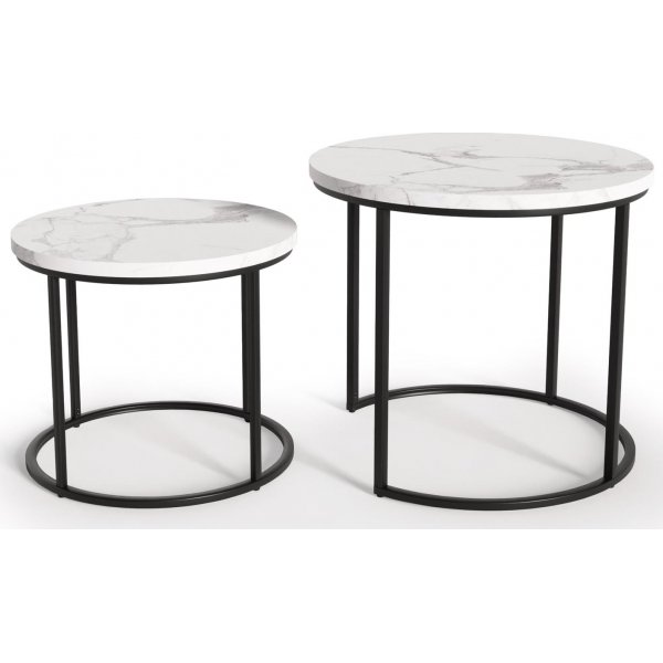 Table basse Tore Ø43/53 cm - Marbre blanc/noir Table basse Tore Ø43/53 cm - Marbre blanc/noir