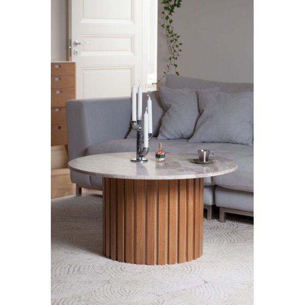 Matisse ronde salontafel in marmer 85 cm - Eiken/marmer