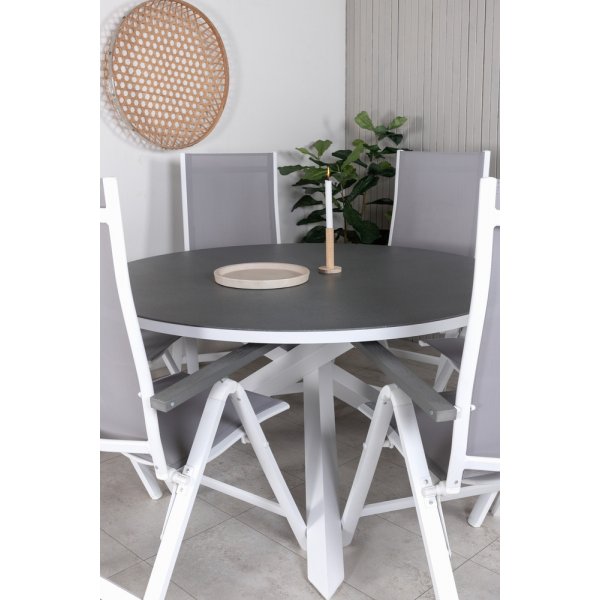 Copacabana utematgrupp med 6 st Albany stolar - Gr/Vit