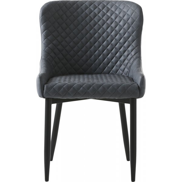 Chaise Bernt en PU gris motif losanges Chaise Bernt en PU gris motif losanges