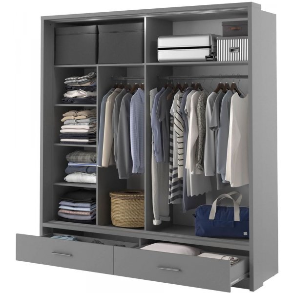 Armoire Mervyn L200 cm - Gris Armoire Mervyn L200 cm - Gris