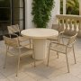 Utegrupp: 4 stolar och matbord 122 beige - Merca/Pino