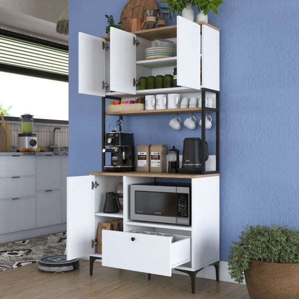 Meuble de cuisine Jericho 159 - Blanc/noyer Meuble de cuisine Jericho 159 - Blanc/noyer