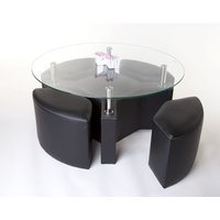 Porto soffbord Ø90 cm - Svart/krom/glas Porto soffbord Ø90 cm - Svart/krom/glas