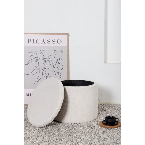 Pouf Jabar - Peluche blanche