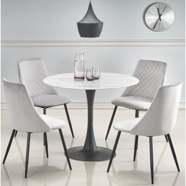 Table à manger Marco Ø90 cm - Marbre blanc/noir Table à manger Marco Ø90 cm - Marbre blanc/noir