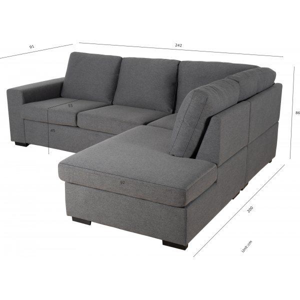 Soffa grå med öppet avslut 244 cm + Textilrengöring för möbler Soffa grå med öppet avslut 244 cm + Textilrengöring för möbler