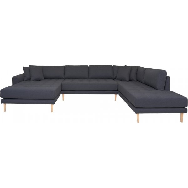 Lido U-soffa med ppen avslut - Mrkgr
