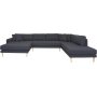 Lido U-soffa med ppen avslut - Mrkgr