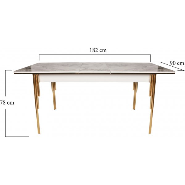 Table à manger Dalmar 147-182 cm - Or/blanc Table à manger Dalmar 147-182 cm - Or/blanc