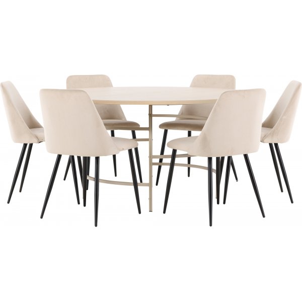 Matbord Copenhagen med 6 st Night stolar - Beige/whitewash Matbord Copenhagen med 6 st Night stolar - Beige/whitewash