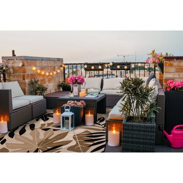 Tapis tiss plat Domani Monstera Multicolore