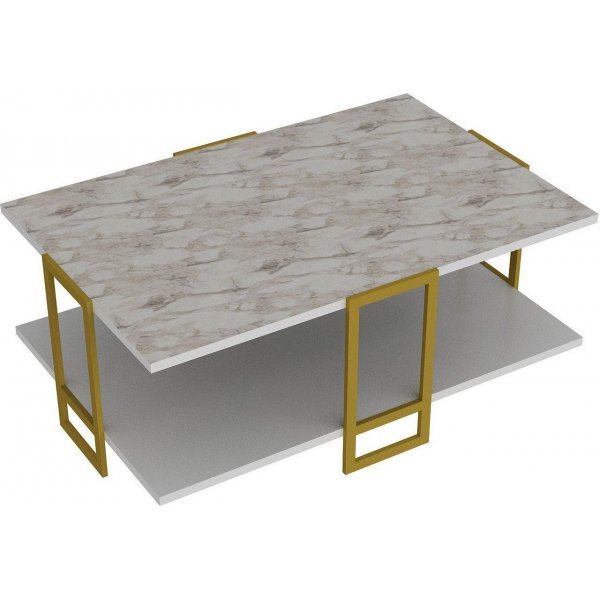 Polka soffbord 91,5 x 61,5 cm - Guld/vit Polka soffbord 91,5 x 61,5 cm - Guld/vit