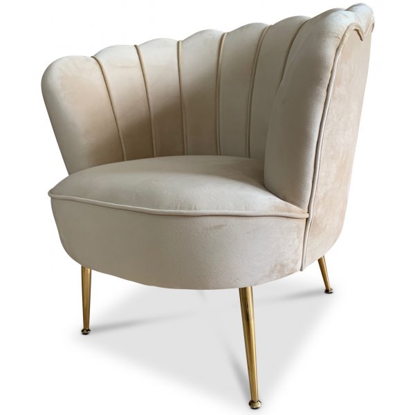 Sn�ckan f�t�lj - Beige sammet / M�ssing