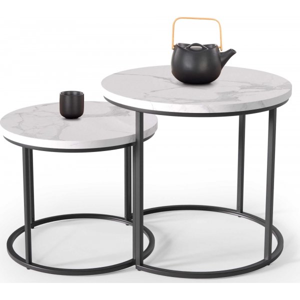 Table basse Tore Ø43/53 cm - Marbre blanc/noir Table basse Tore Ø43/53 cm - Marbre blanc/noir