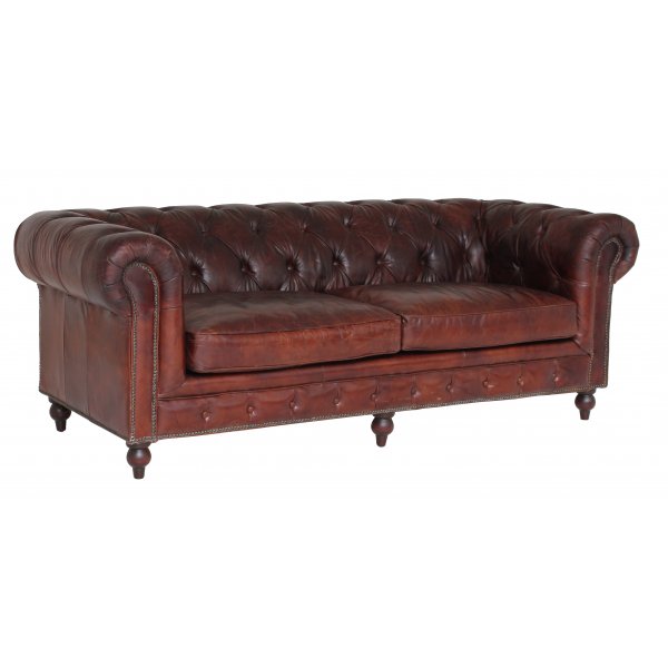 New England 3-sits soffa - antikbehandlat skinn