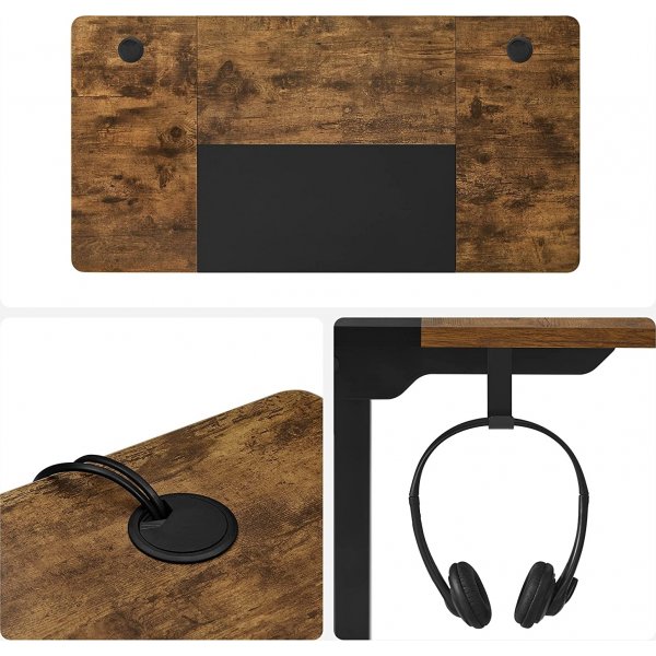 Bureau rglable en hauteur Charlene 120 x 60 cm - Marron/noir