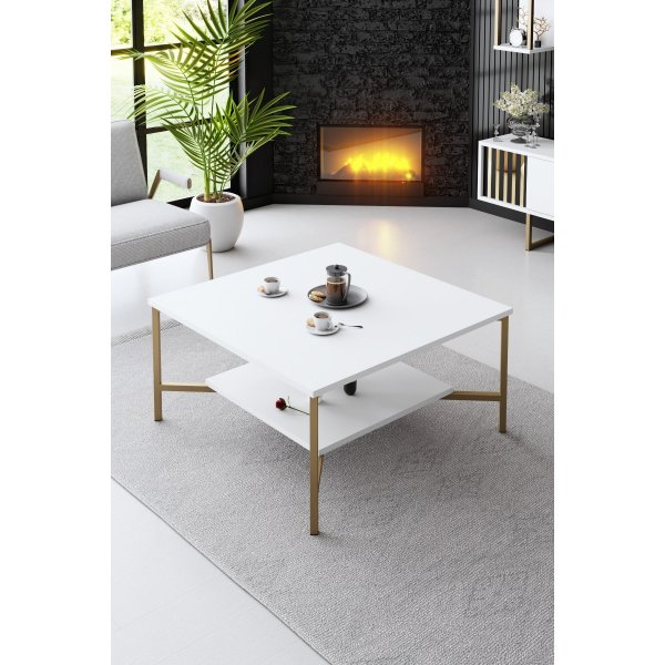 Table basse Erki 80 x 80 cm - Blanc/or Table basse Erki 80 x 80 cm - Blanc/or