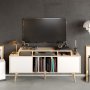 Banc mdia Char - Chne saphir/blanc