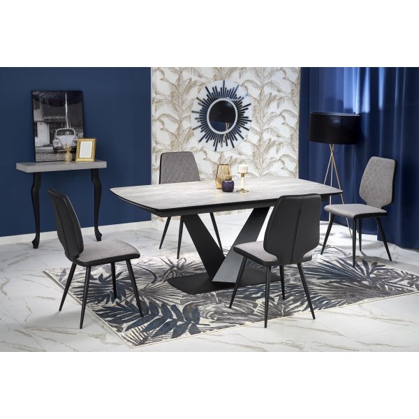 Table  manger Jaylynn 180-230 x 95 cm - Gris fonc/noir