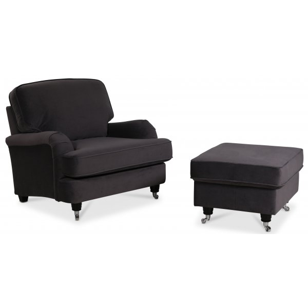 Kvarsebo Howard fotpall - Mörkgrå (Sammet) Kvarsebo Howard fotpall - Mörkgrå (Sammet)