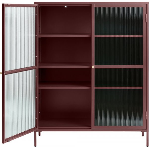 Armoire Dobb en métal bordeaux avec portes vitrées Armoire Dobb en métal bordeaux avec portes vitrées