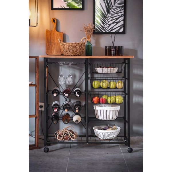 Etagère de cuisine Laney - Pin/noir Etagère de cuisine Laney - Pin/noir