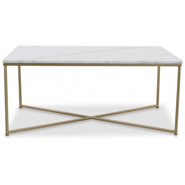 Maryland soffbord 110 - Vit äkta Marmor / Matt mässing Maryland soffbord 110 - Vit äkta Marmor / Matt mässing