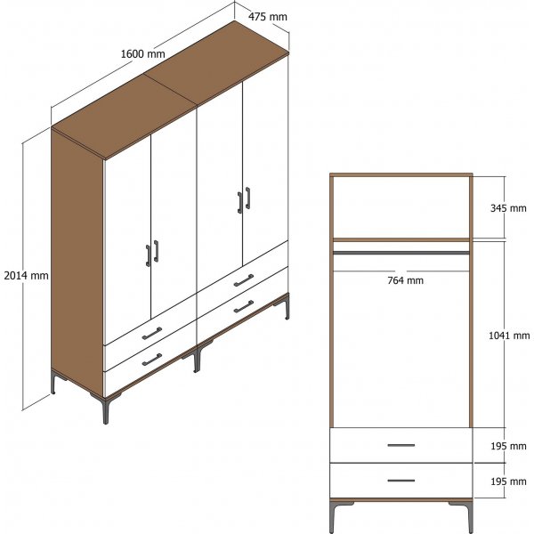 Armoire Kumsal 14 Noyer/anthracite Armoire Kumsal 14 Noyer/anthracite