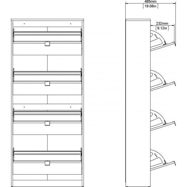 Meuble à chaussures profond avec 4 compartiments - Blanc Meuble à chaussures profond avec 4 compartiments - Blanc
