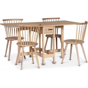 F�r� matgrupp; F�r� klaffbord i Whitewash med 4 st Castor pinnstolar i whitewash